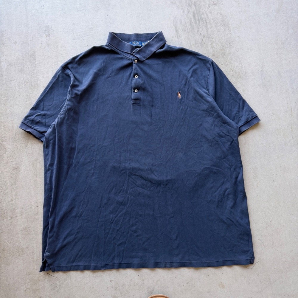 Polo Ralph Lauren Polo Shirt Mens 4XLT‎ Navy Blue Good Big & Tall Short Sleeve